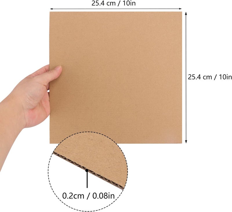 IHDYPPEW 100 Pack 10"x 10" Corrugated Cardboard Sheets, Flat Cardboard Layer Pads 2 mm Thickness, Flexible Packaging Inserts for Shipping, Mailing, and Crafts, by - Image 2